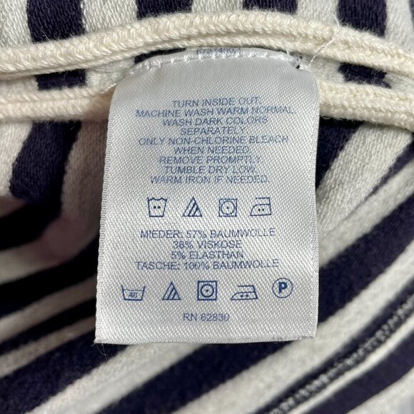 Land's End Cotton Preppy Nautical Sweater Navy & Gray Stripes Size Medium Petite - Picture 12 of 14